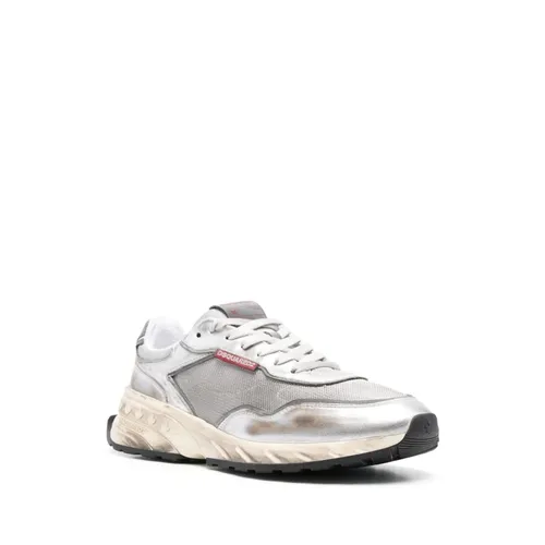 Silver Sprinter Sneakers with Reflective Details - Dsquared2 - Modalova