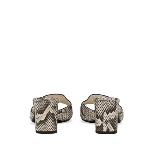 Python Mule Sandals with Metal Logo - Dolce & Gabbana - Modalova