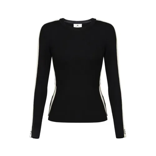 Top in viscose fabric with shiny bands - Elisabetta Franchi - Modalova