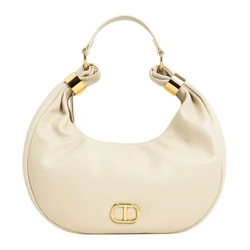 Beige Hobo Bag with Metal Rings - Twinset - Modalova