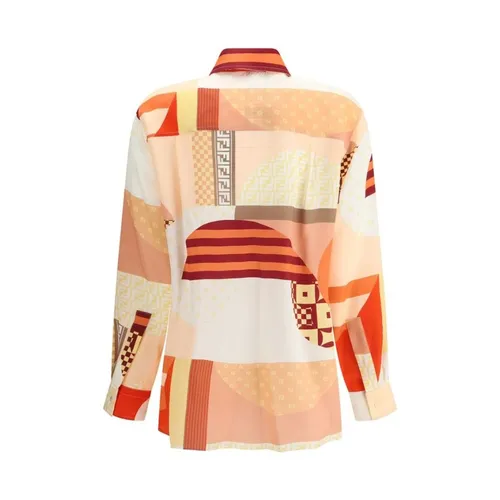 Silk Patchwork Shirt with Side Slits - Fendi - Modalova
