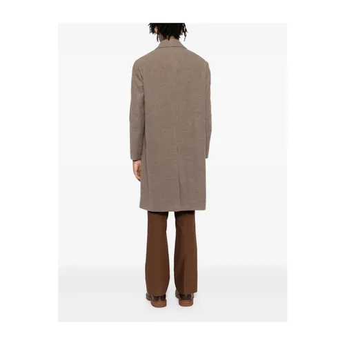 Wool Blend Coat with Button Fastening - Caruso - Modalova