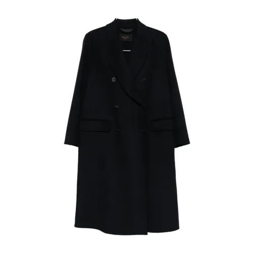Blue Wool Double-Breasted Coat - Paltò - Modalova