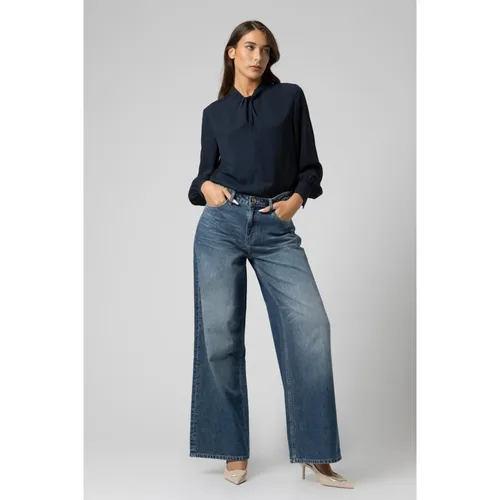 Blusa Seta a Maniche Lunghe Senza Colletto - Kocca - Modalova