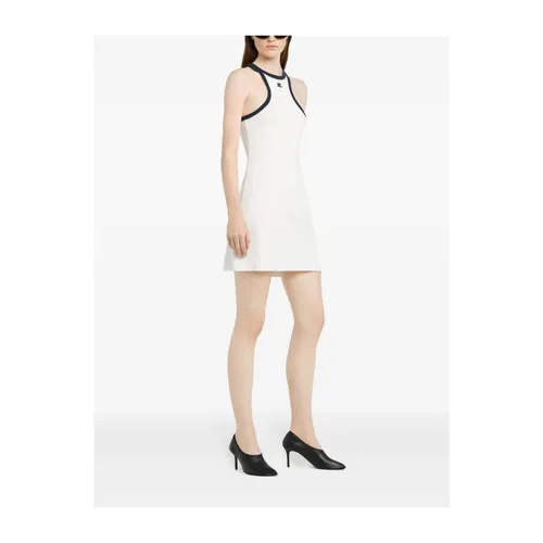 White Mini Dress with Blue Piping - Courrèges - Modalova