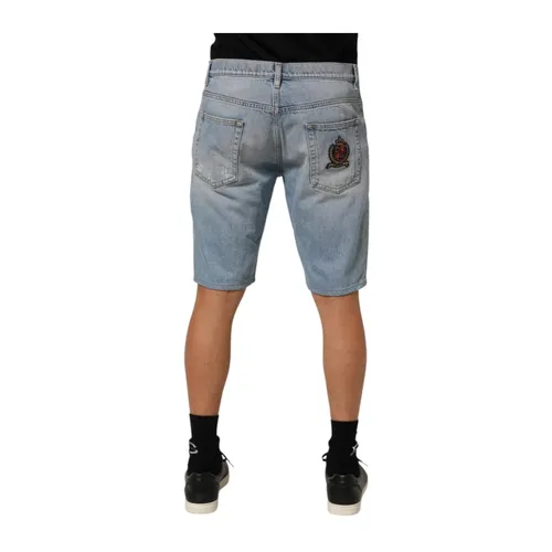 Distressed Denim Bermuda Shorts - Dolce & Gabbana - Modalova