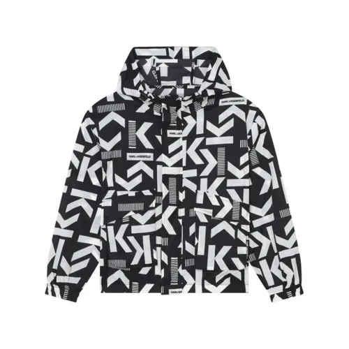 Junior Black Graphic Zip Jacket - Karl Lagerfeld - Modalova
