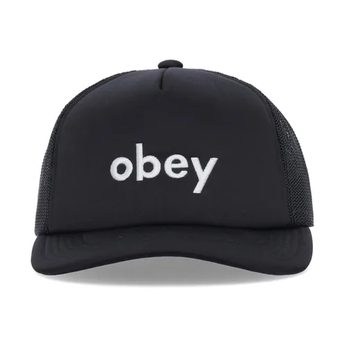 Black Curved Visor Trucker Cap - Obey - Modalova