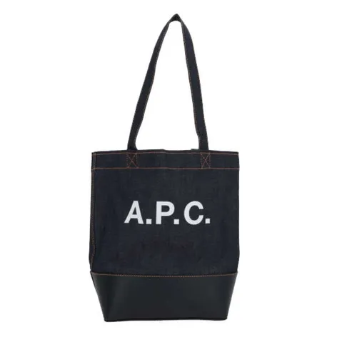 Blue Denim Tote Bag with Leather Base - A.p.c. - Modalova