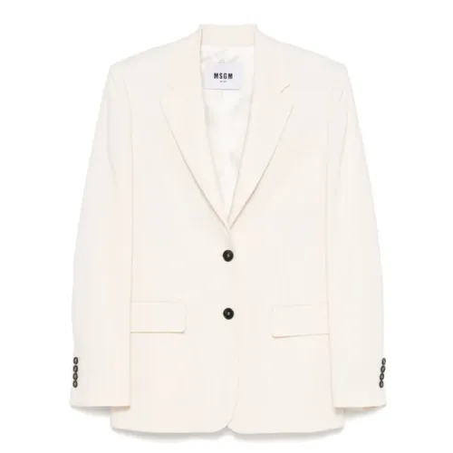 Ivory Blazer Jacket Front Button Closure - Msgm - Modalova