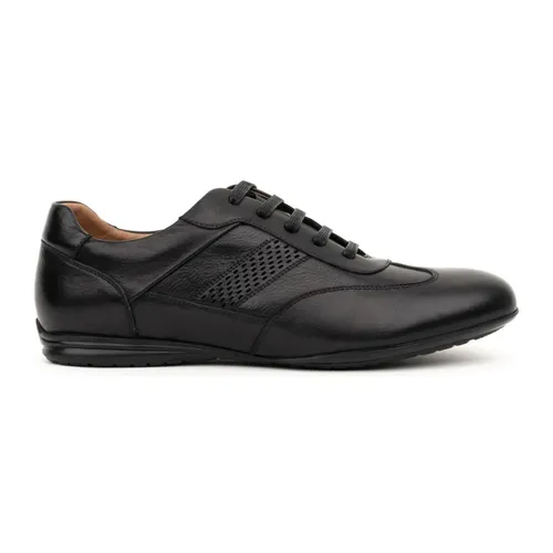 Casual Black Leather Trainers - Sergio Moretti - Modalova