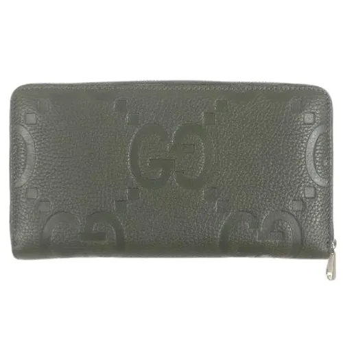 Pre-owned Jumbo GG Leather Long Zip Wallet - Gucci Vintage - Modalova