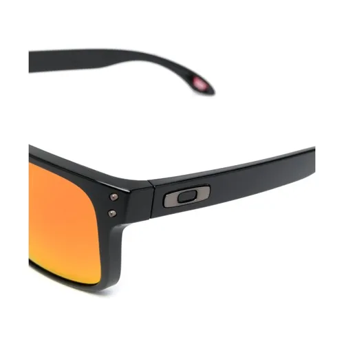 Black Square Sunglasses with Orange Lenses - Oakley - Modalova