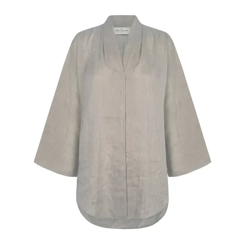 Camicia oversize a righe con scollo a V - Cortana - Modalova