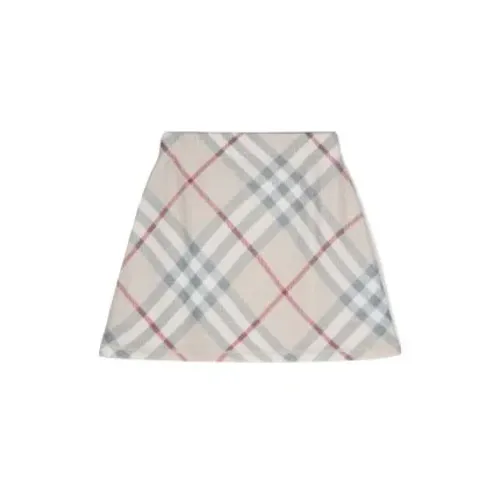 Check Pattern Wool Knit Mini Skirt - Burberry - Modalova