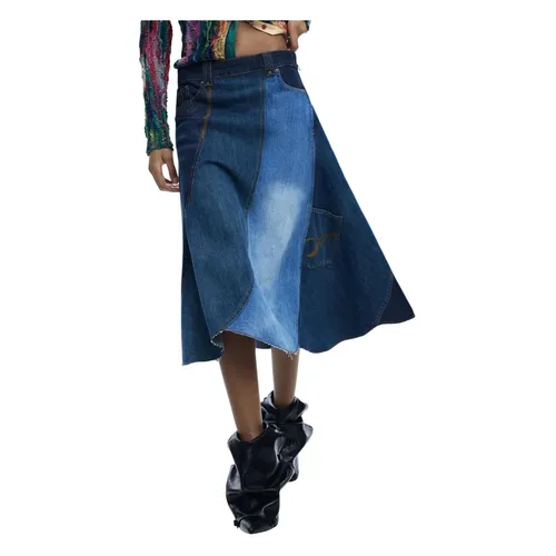 Patchwork Denim Midi Skirt - Desigual - Modalova