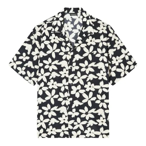 Flower Eagle Pattern Beachwear Shirt - Emporio Armani - Modalova
