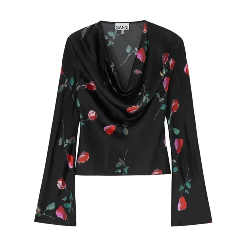 Blusa de satén estampada - Ganni - Modalova