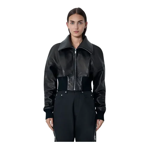 Leather Bomber Jacket - Rick Owens - Modalova