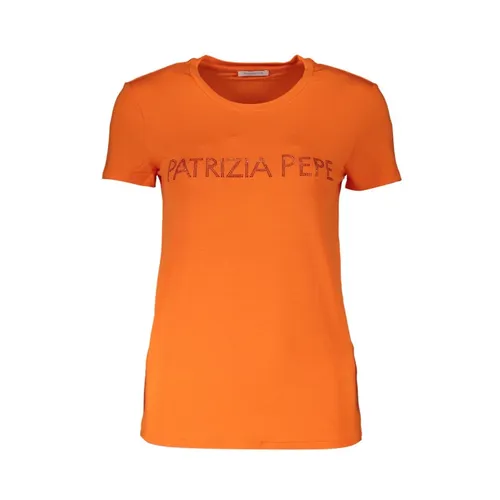 Elegant Orange Rhinestone Tee - Patrizia Pepe - Modalova