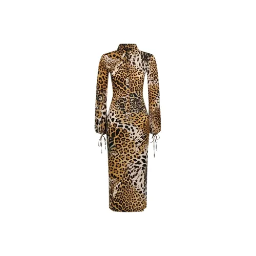 Leopard Print Midi Dress - Roberto Cavalli - Modalova