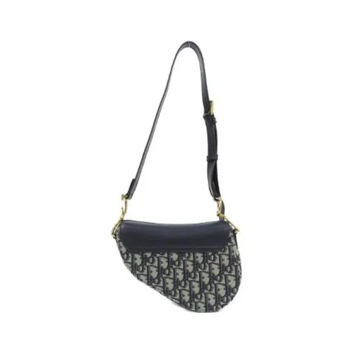 Pre-owned Oblique Saddle Mini Canvas Calf Shoulder Bag - Dior Vintage - Modalova
