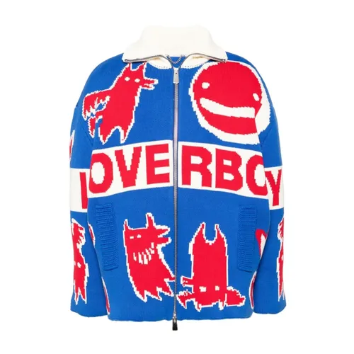 Knitted Puffer Jacket Blue/Red/White - Loverboy by Charles Jeffrey - Modalova