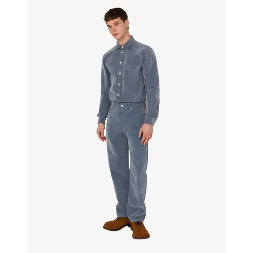 Flocked Denim Pants - Moschino - Modalova