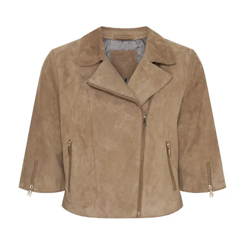 Short Suede Jacket Dark Stone Gold - Notyz - Modalova