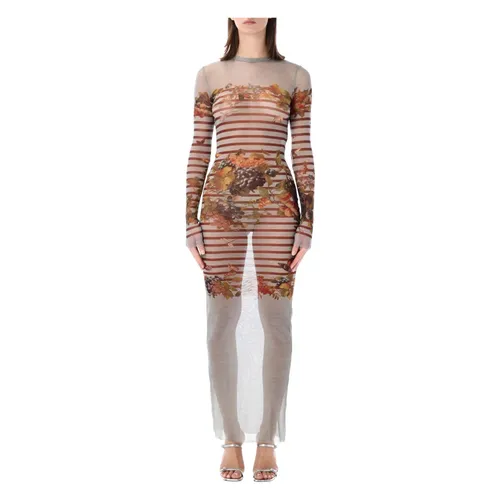 Mesh Long Dress Mariniere Grape - Jean Paul Gaultier - Modalova