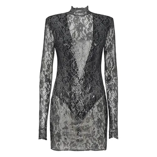 Mini Vestido de Encaje con Cristales - Philipp Plein - Modalova