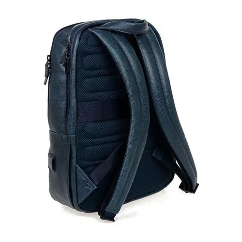 Blue Leather Computer and iPad Backpack - Piquadro - Modalova
