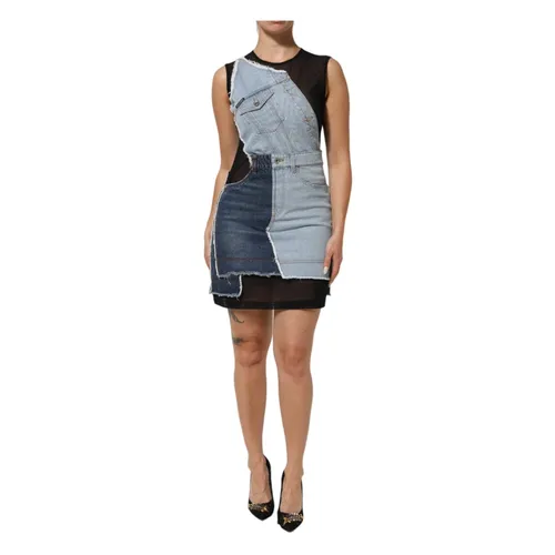 Patchwork Denim Sheath Mini Dress - Dolce & Gabbana - Modalova