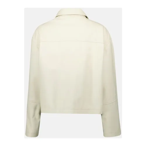 Chic White Leather Jacket - Moschino - Modalova