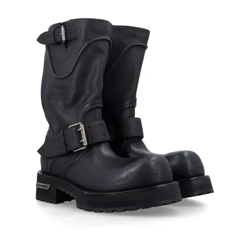 Biker Leather Combat Boot - Balenciaga - Modalova