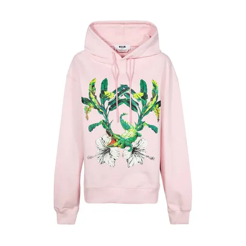 Sudadera con Capucha de Algodón Estampado - Msgm - Modalova