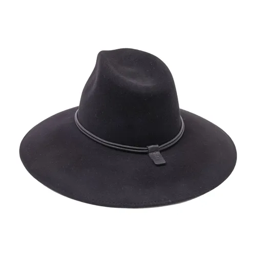 Black Wool Fedora with Leather Cord - Catarzi 1910 - Modalova
