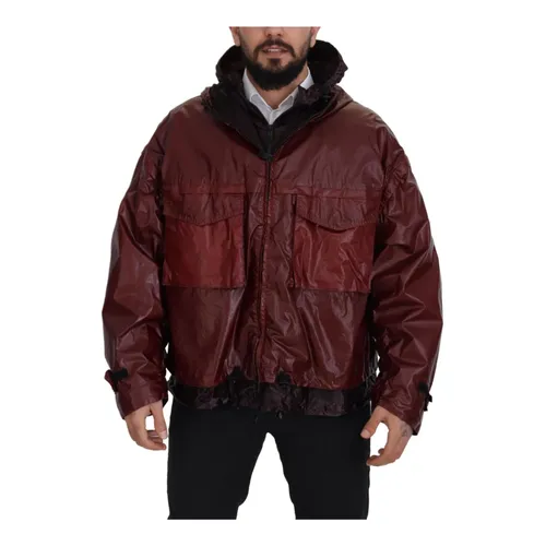Bordeaux Cotton Hooded Zip Jacket - Dolce & Gabbana - Modalova