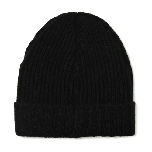Black Wool Beanie with Rib Pattern - Fay - Modalova