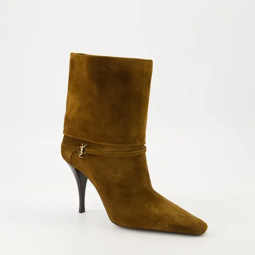 Suede Heeled Booties for Women - Saint Laurent - Modalova
