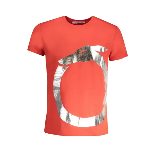 Camiseta de algodón roja con estampado de logo - Trussardi - Modalova