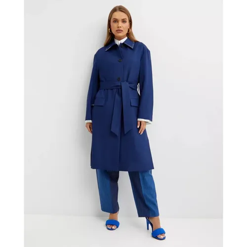 Blue Wool Coat with Decorative Stitching - Marni - Modalova