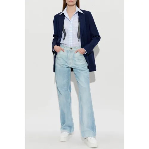 Mixed Fabric Blazer - Moschino - Modalova