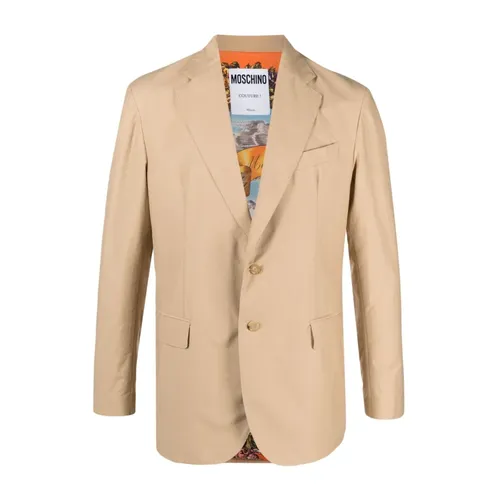 Chaqueta Beige de Mezcla de Algodón con Solapas - Moschino - Modalova