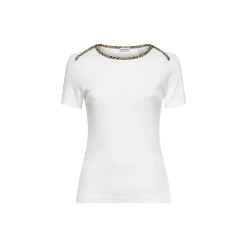 Check Trim Cotton T-Shirt - Burberry - Modalova