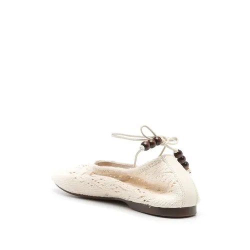 White Leather Ankle Strap Shoes - Alohas - Modalova