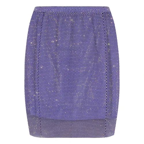 Rhinestone Embellished Netted Mini Skirt - Santa Brands - Modalova