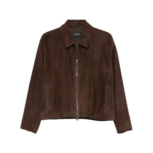 Zip-Front Leather Jacket - Simonetta Ravizza - Modalova