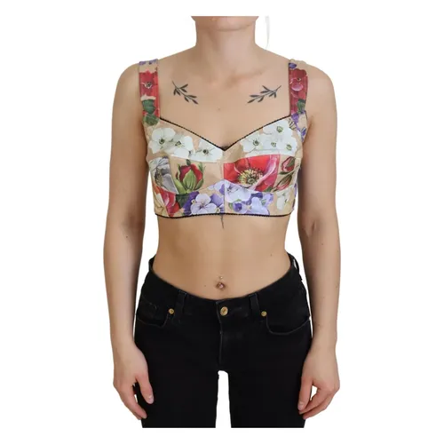 Floral Bustier-Crop-Top with Italian Craftsmanship - Dolce & Gabbana - Modalova