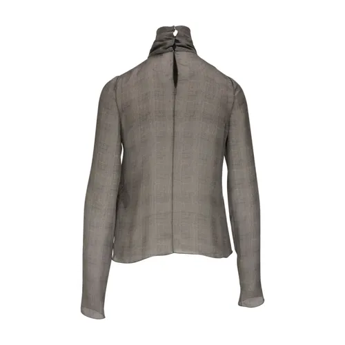 Silk Check Pattern Turtleneck - Saint Laurent - Modalova
